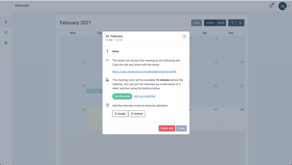 moderated user testing scheduling