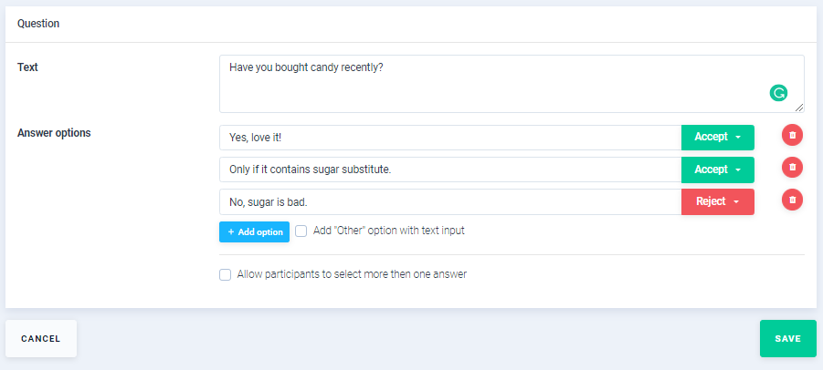 create a screening question for unmoderated test study